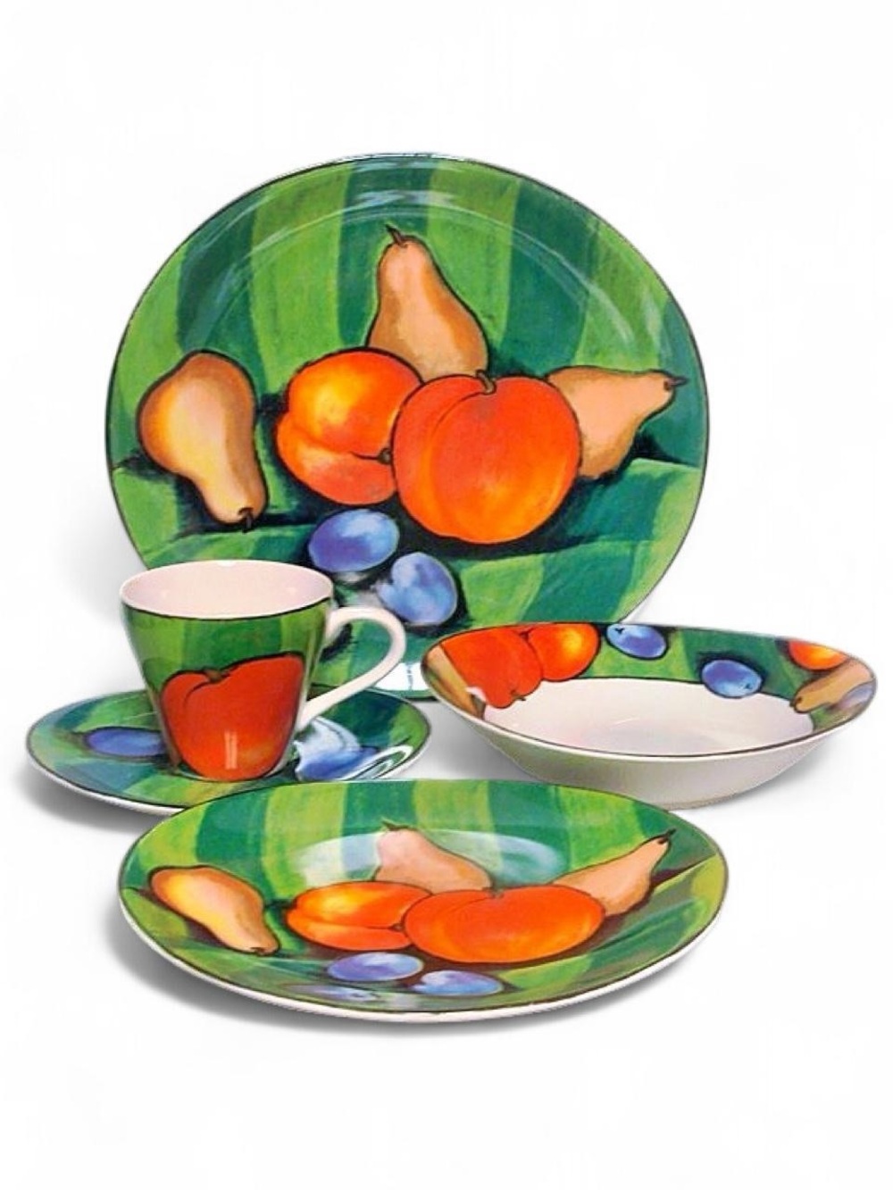 Vintage Misono Tuscany 4902 25 Pc Dinnerware Set Fruit Pattern Service For 4